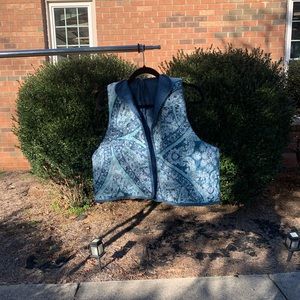Quilted Upcycled Blue, Teal, and White Handmade Vest